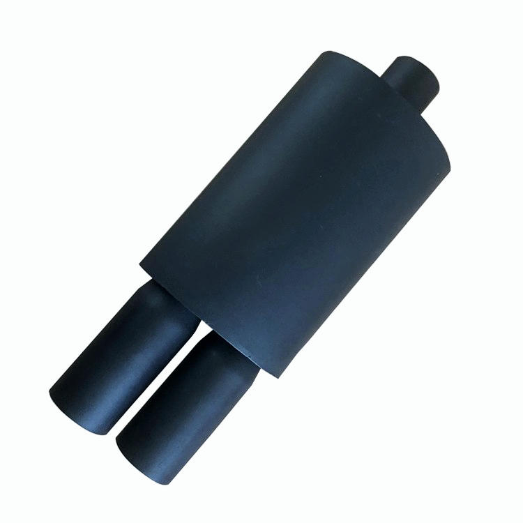 Universal 3" Dual Tip Black Stainless Steel Weld On Exhaust Muffler 2.5" Inlet