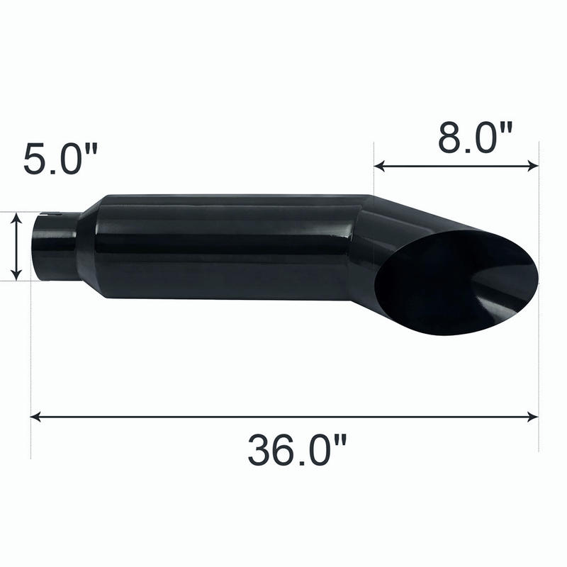 Miter Black 5" Inlet 8"Outlet 36" Long Diesel Smoker Exhaust Stack Tip Angle Cut