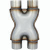 2.5" Dual In / Out Adapter X Exhaust Pipe Tip 12 Inch Long 409 Stainless Steel