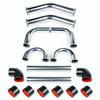 4" Large Tubing Aluminum 8PCS Turbo Intercooler Piping Kit Black Coupler T-Clamp