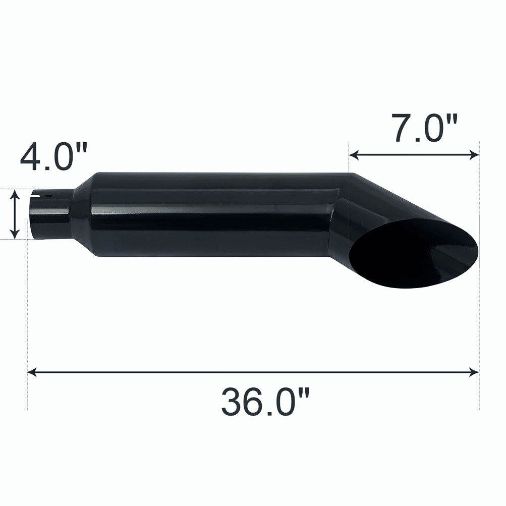 Black Miter Angle Cut Diesel Smoker Exhaust Stack 4" Inlet 7" Tip 36" Long Ford