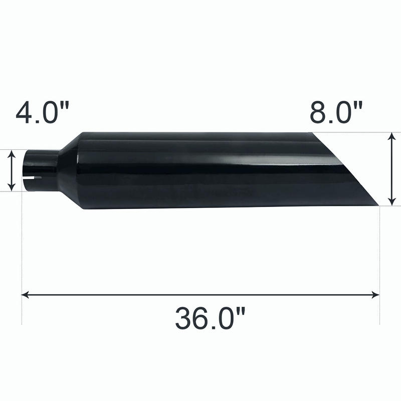 Gloss Black Miter Cut Diesel Smoker Exhaust Stack 4" Inlet 8" Tip 36" Long GMC