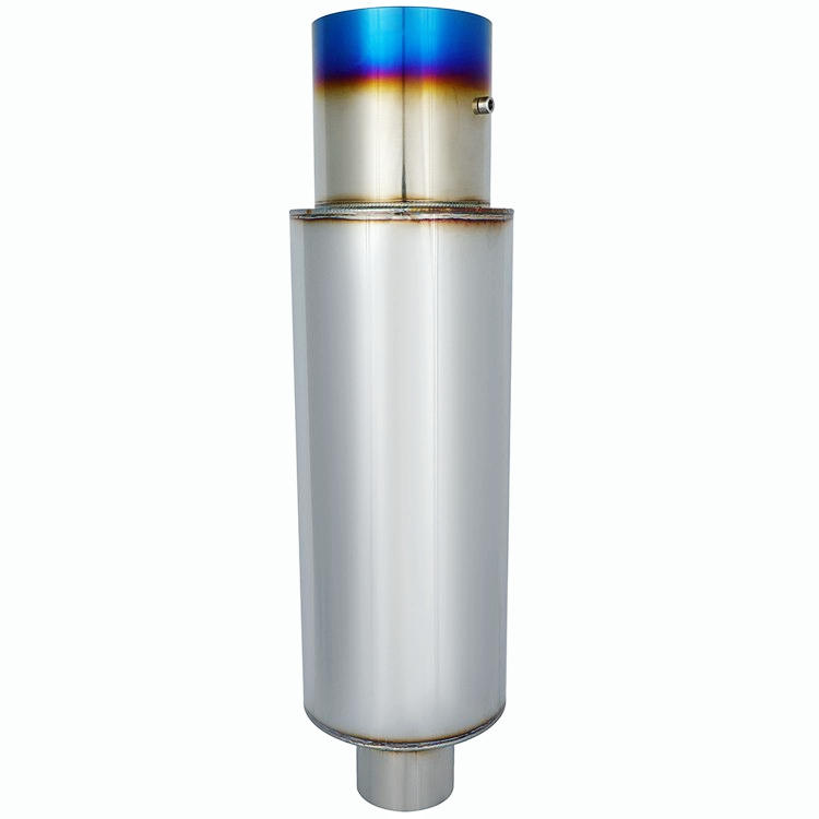 4" JDM Titanium Burnt N1 Tip Stainless T-304 Exhaust Muffler 2.5" Inlet+Silencer