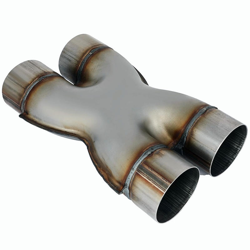 Universal Dual 3" In/Out Crossover X Pipe Exhaust Tip 12" Length Stainless Steel