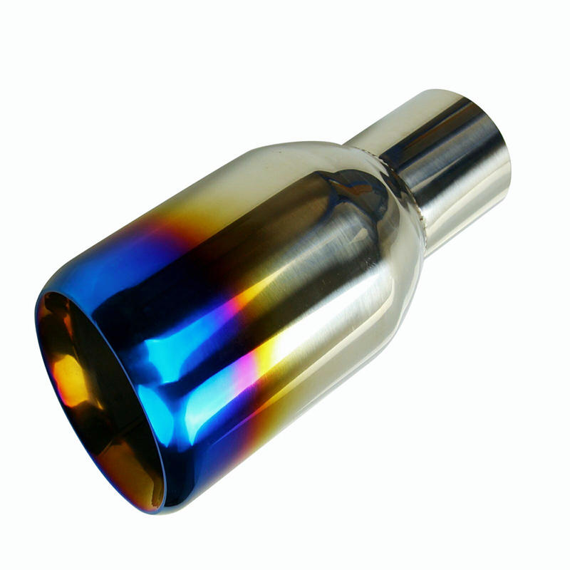 Polished Stainless Blue Burnt Exhaust Double Layer Slant Tip 2.5Inlet 4Out